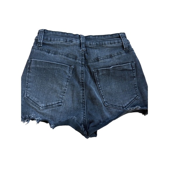 Forever 21 Black Wash Denim‎ Shorts Frayed Hem Casual Summer - Picture 3 of 4